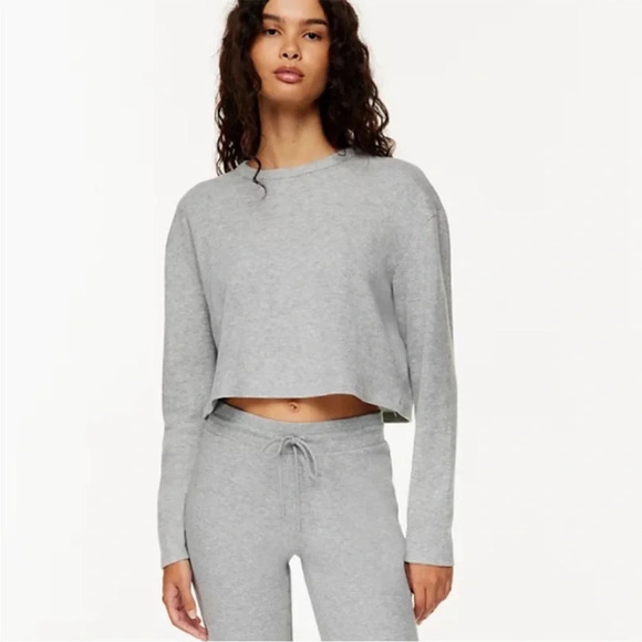 Sunday Best Aritzia Baby Waffle Thermal Long Sleeve Tee Sz XXS Crop - Picture 1 of 5